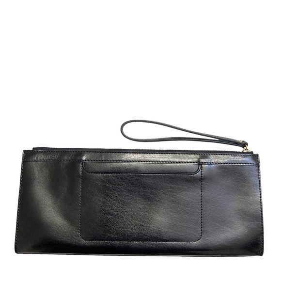 Hobo black perforated leather long wristlet clutch bag